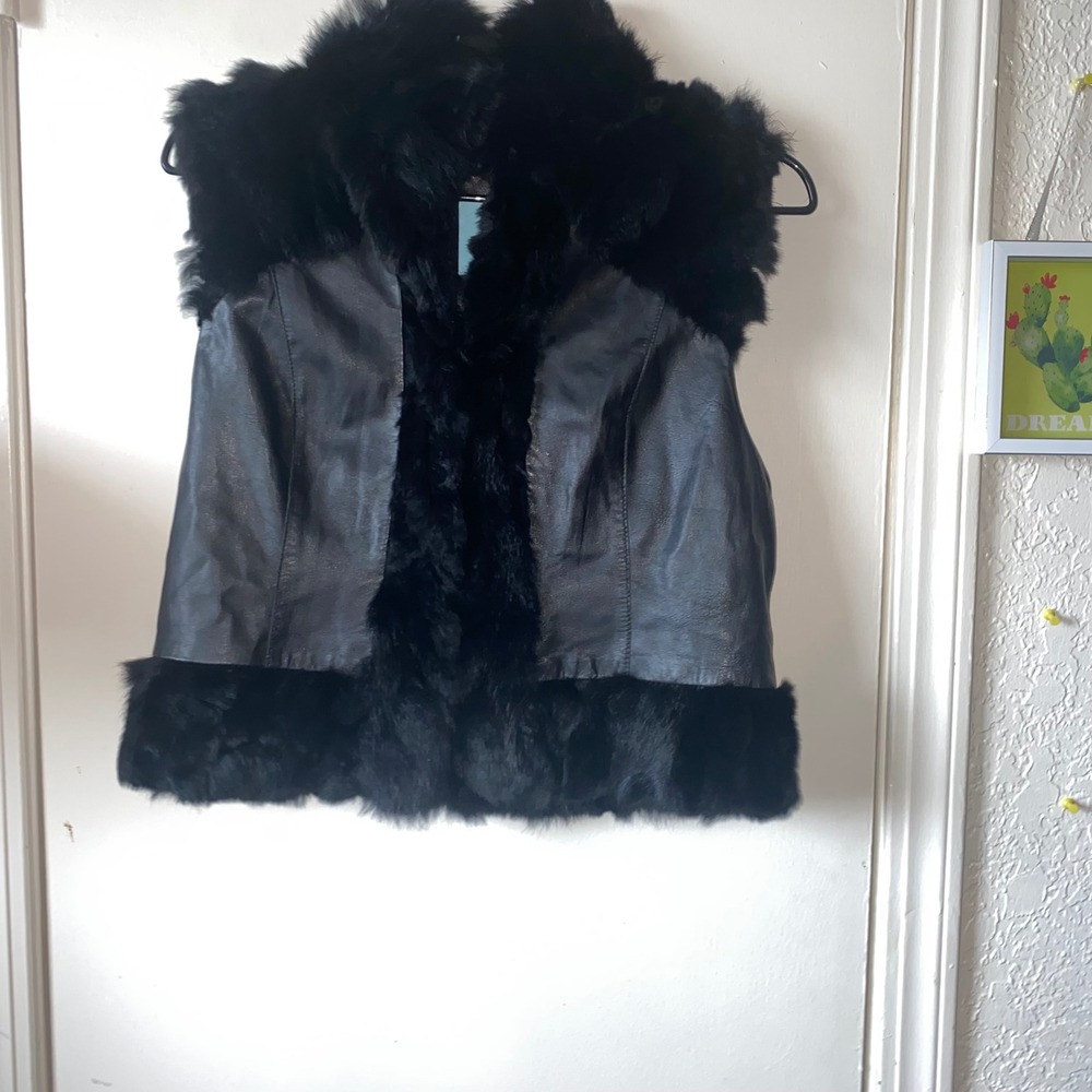 Marciano leather and rabbit‎ fur vest